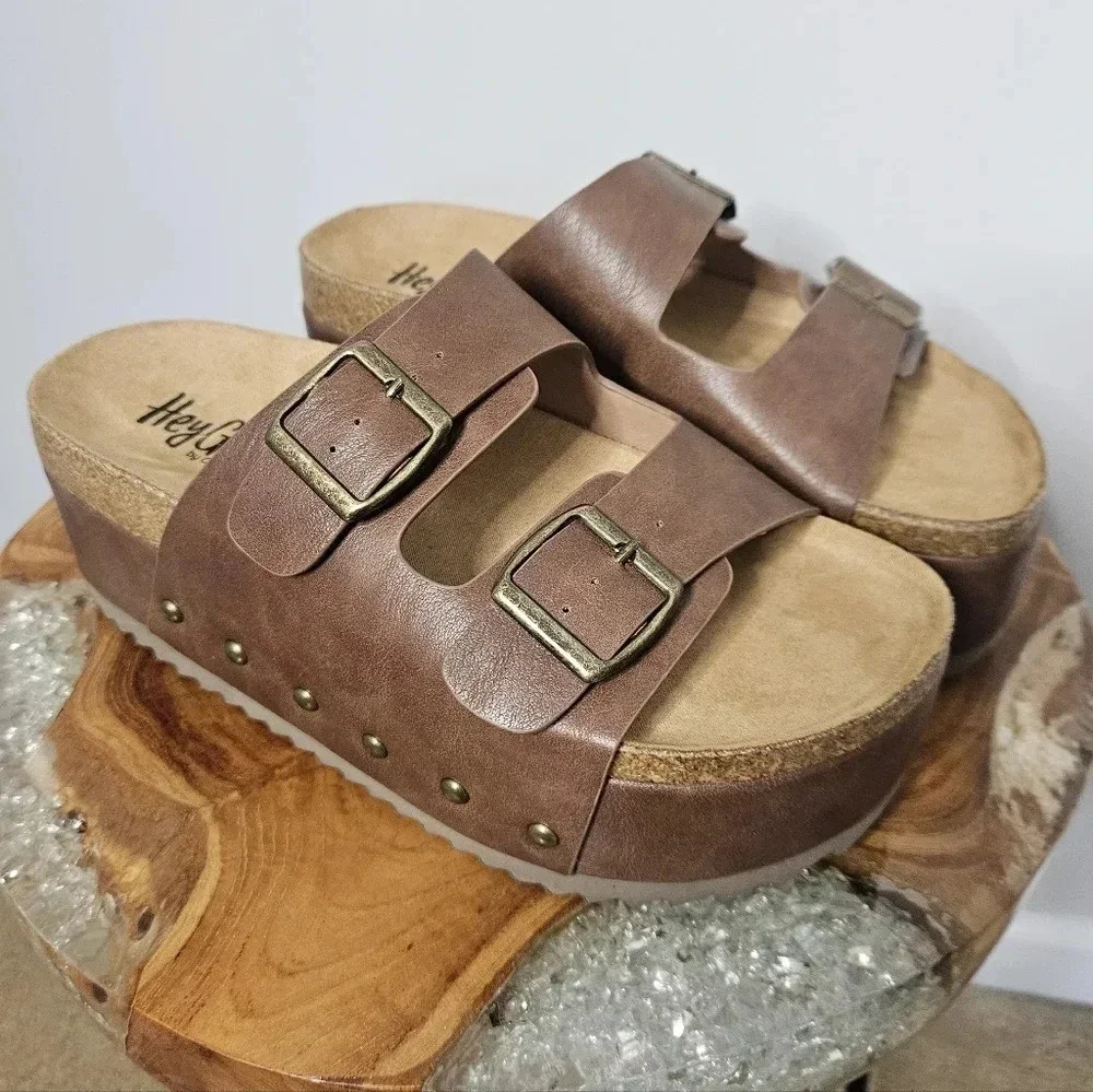 Corkys Brown Platform Flatform Sandals New